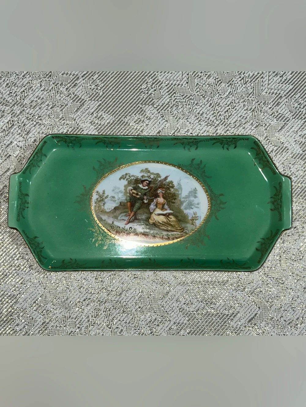 1920s Antique Thuringian Germany Porcelain Vanity Tray, Mold No. 611